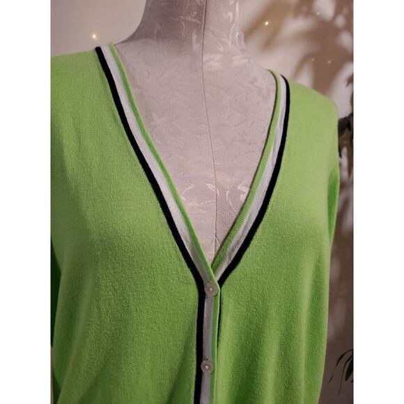 Vtg Chaps V-Neck Button Cardigan Size XL Preppy Country Club Old Money Green - Picture 5 of 9